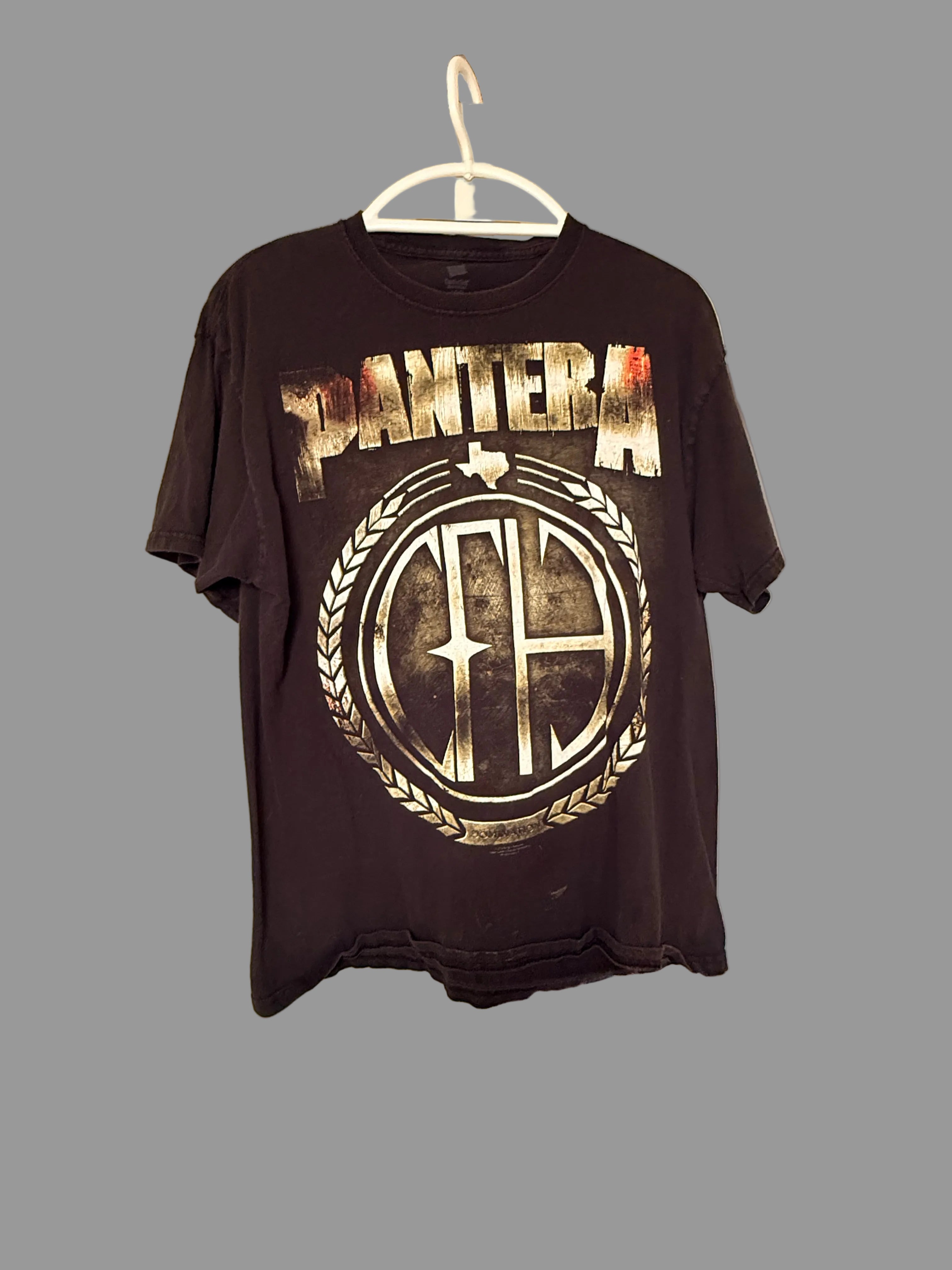 Pantera Graphic Band Tee Distressed Black Shirt Size Large