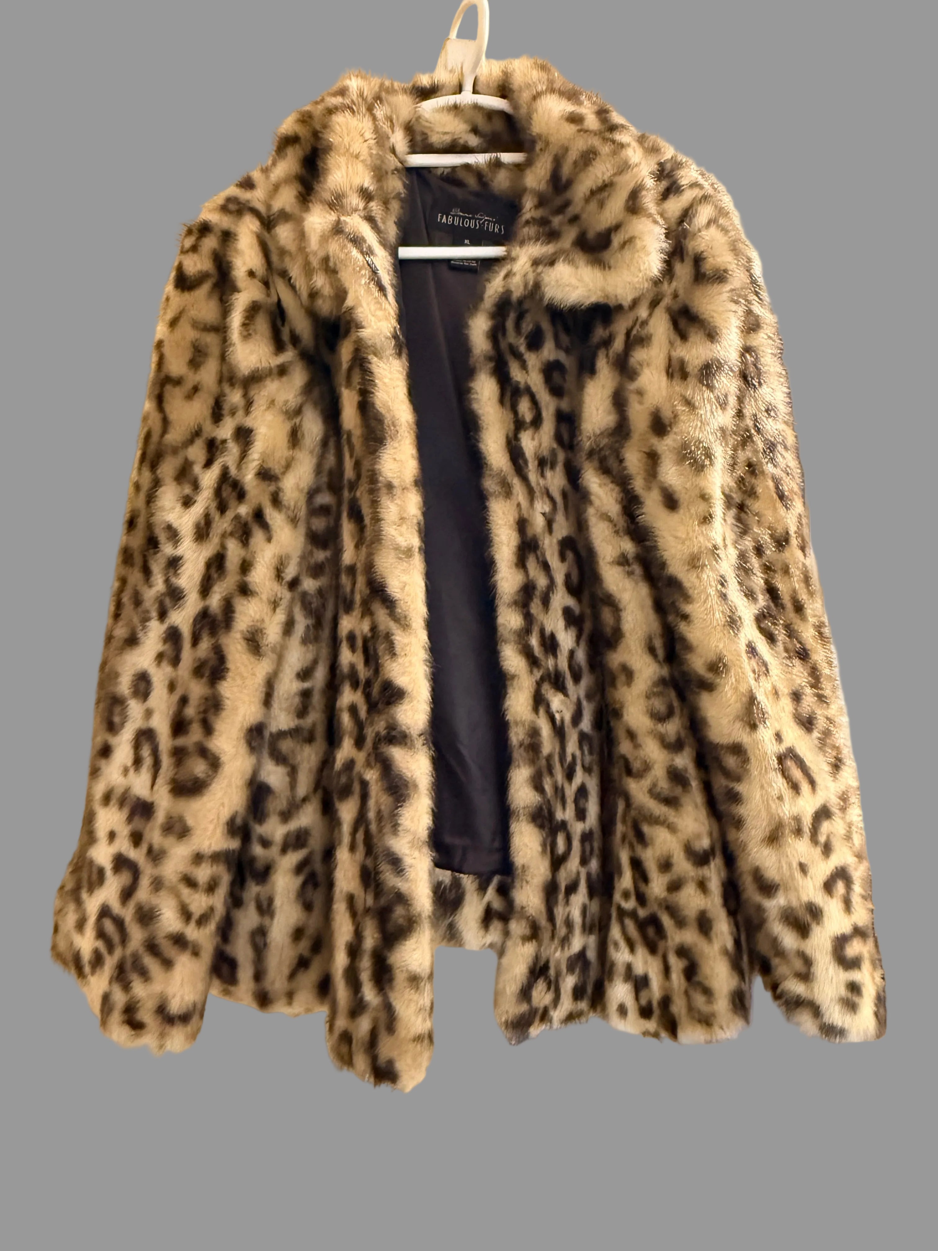 Leopard Print Faux Fur Coat – Women’s XL – Donna salyers fabulous furs