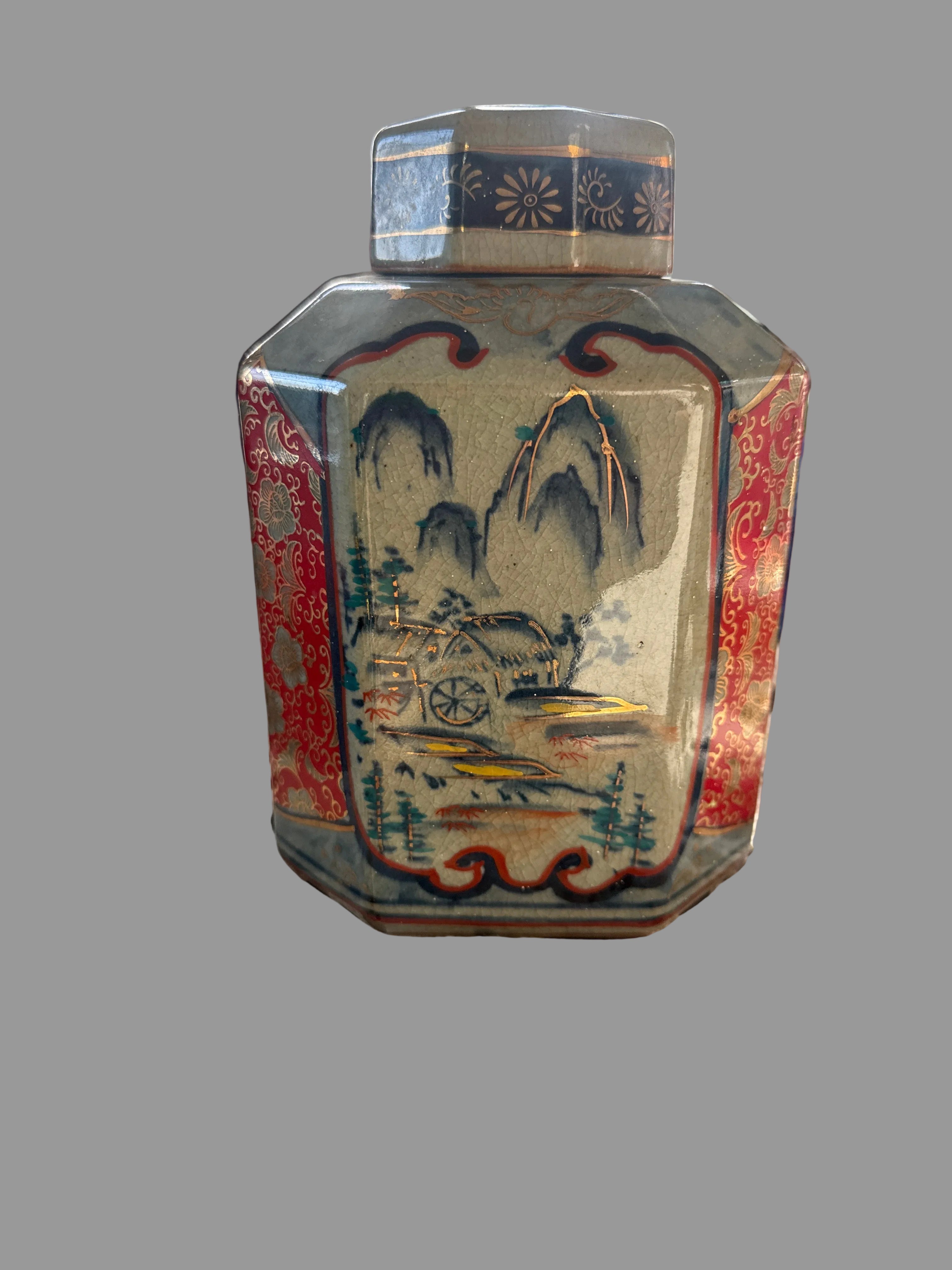 Vintage Imari Porcelain Tea Caddy