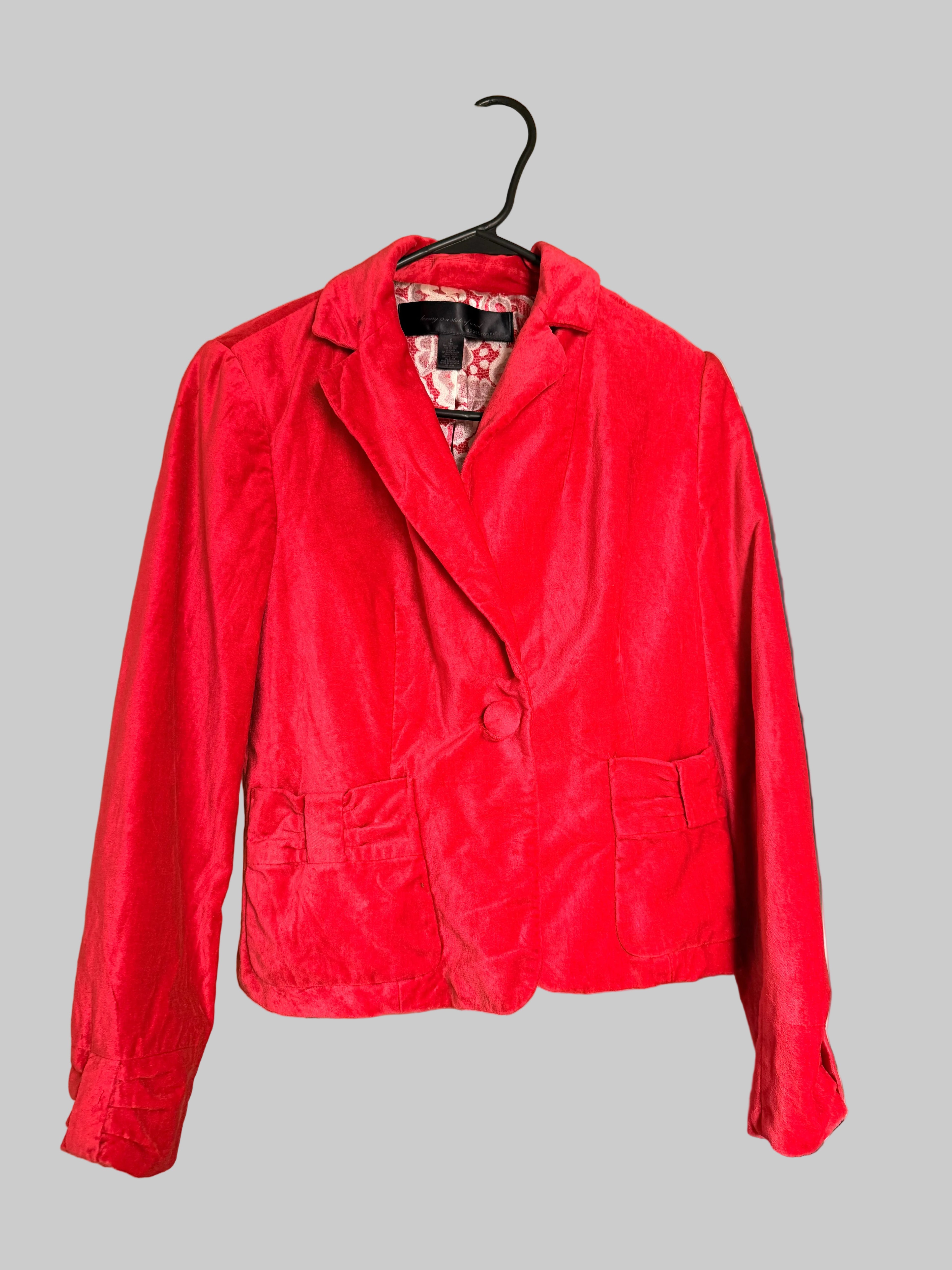 Vintage Red Velvet Blazer