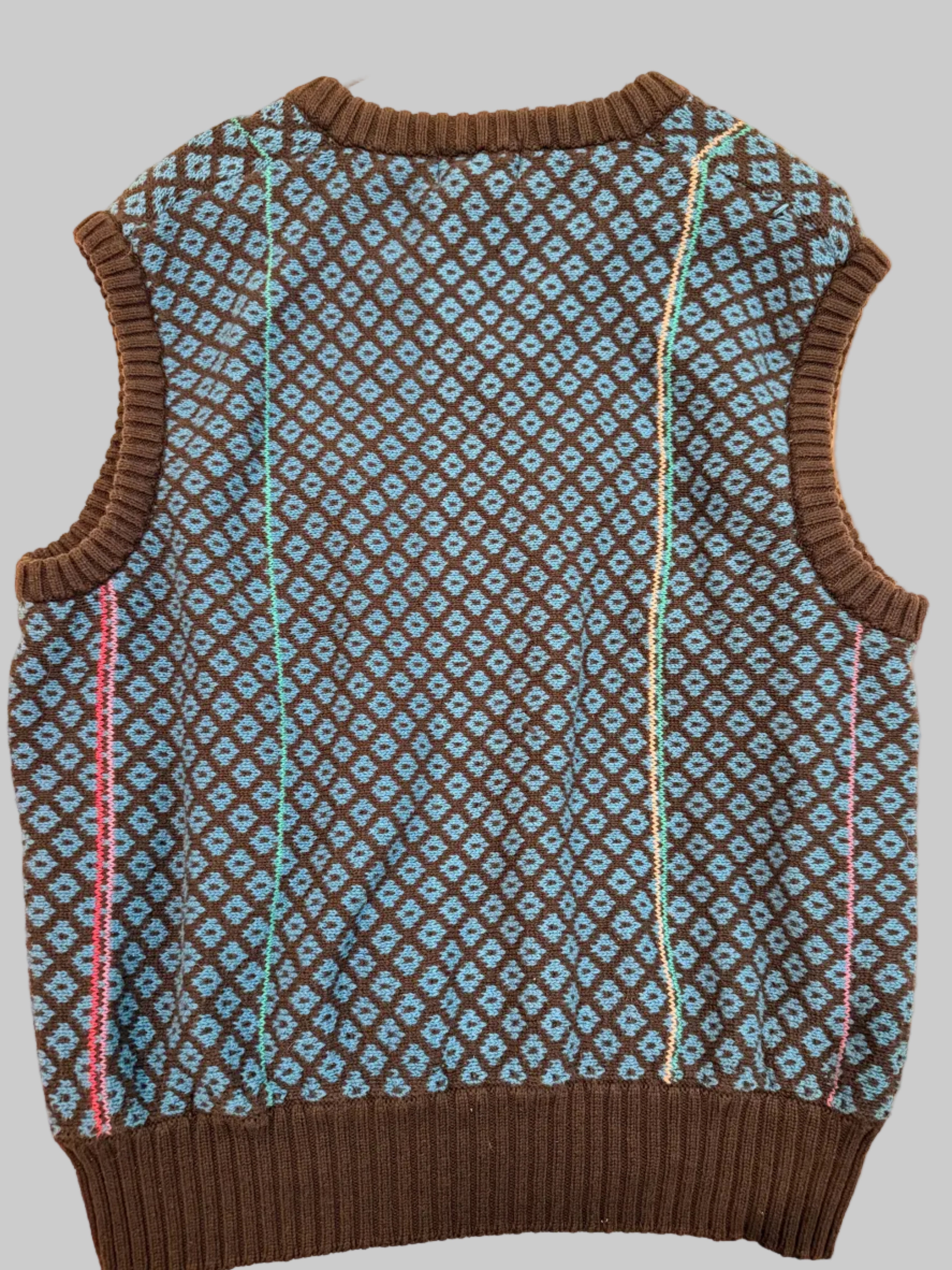 Vintage Patterned Sweater Vest (Size XL – Fits Smaller)