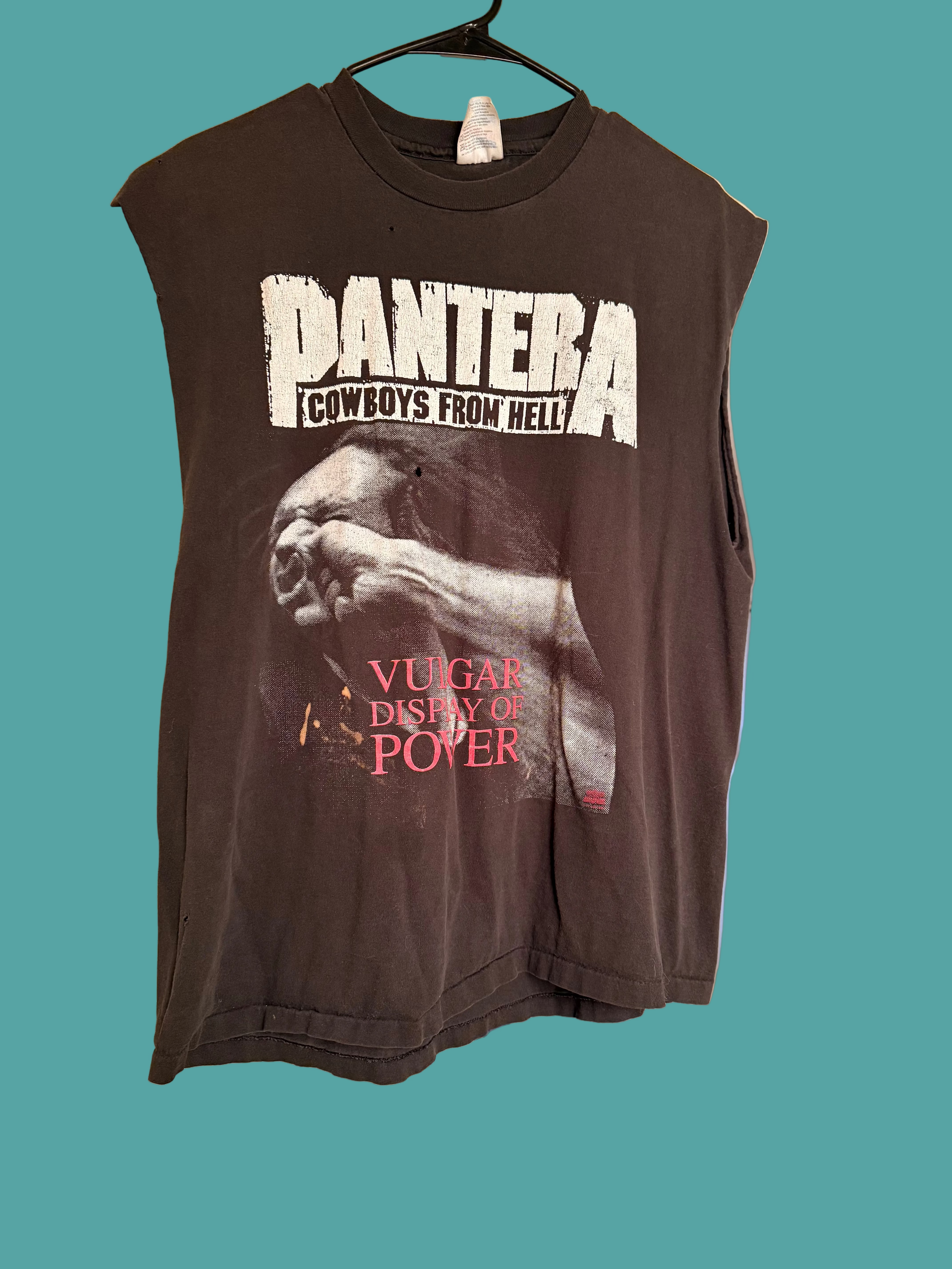 Vintage 90s Pantera Vulgar Display of Power Shirt Hanes Ultraweight Band Tee L