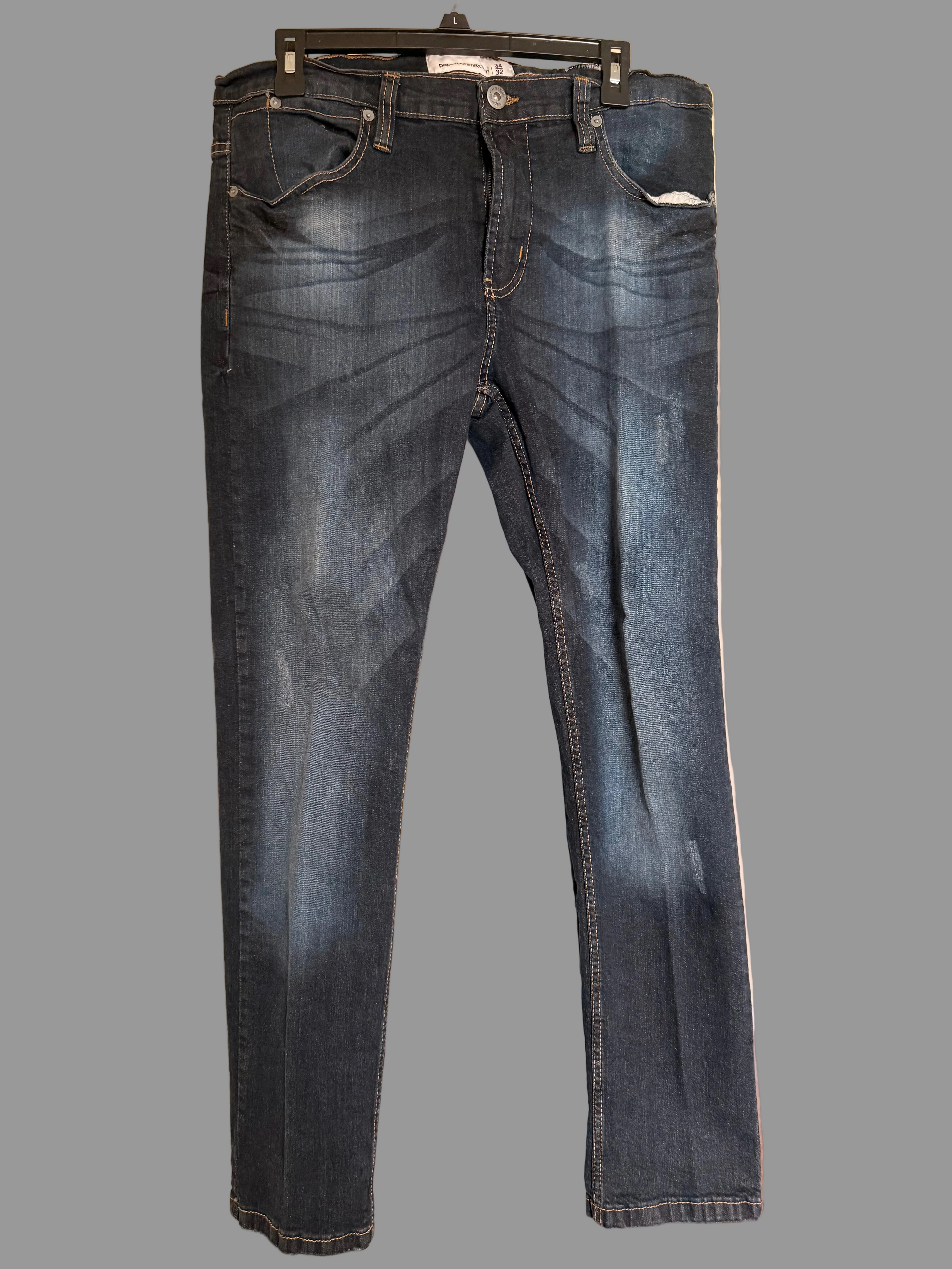 Paper Denim & Cloth Jeans 34x32 Dark Wash Y2K Slim Straight Distressed