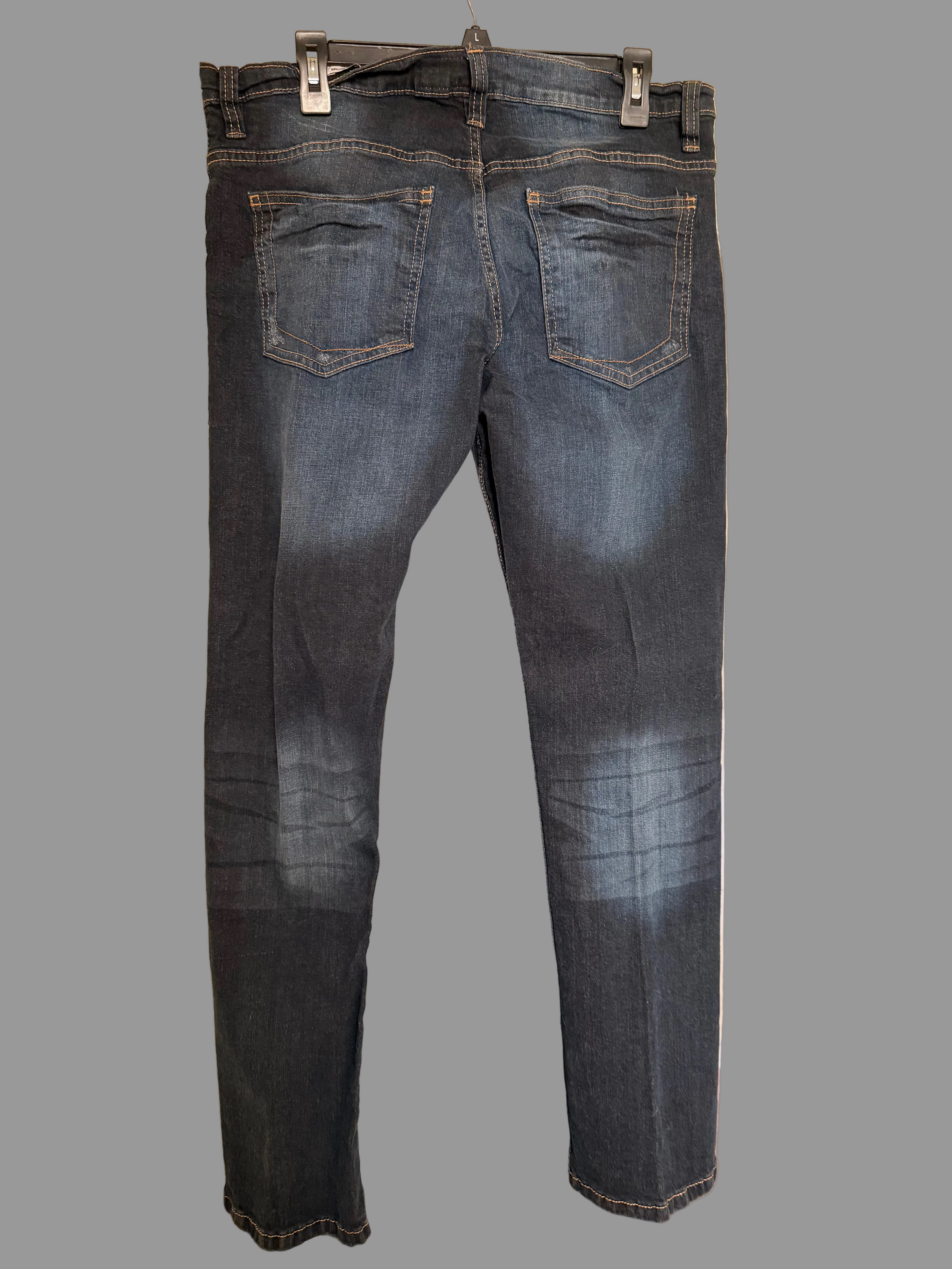 Paper Denim & Cloth Jeans 34x32 Dark Wash Y2K Slim Straight Distressed