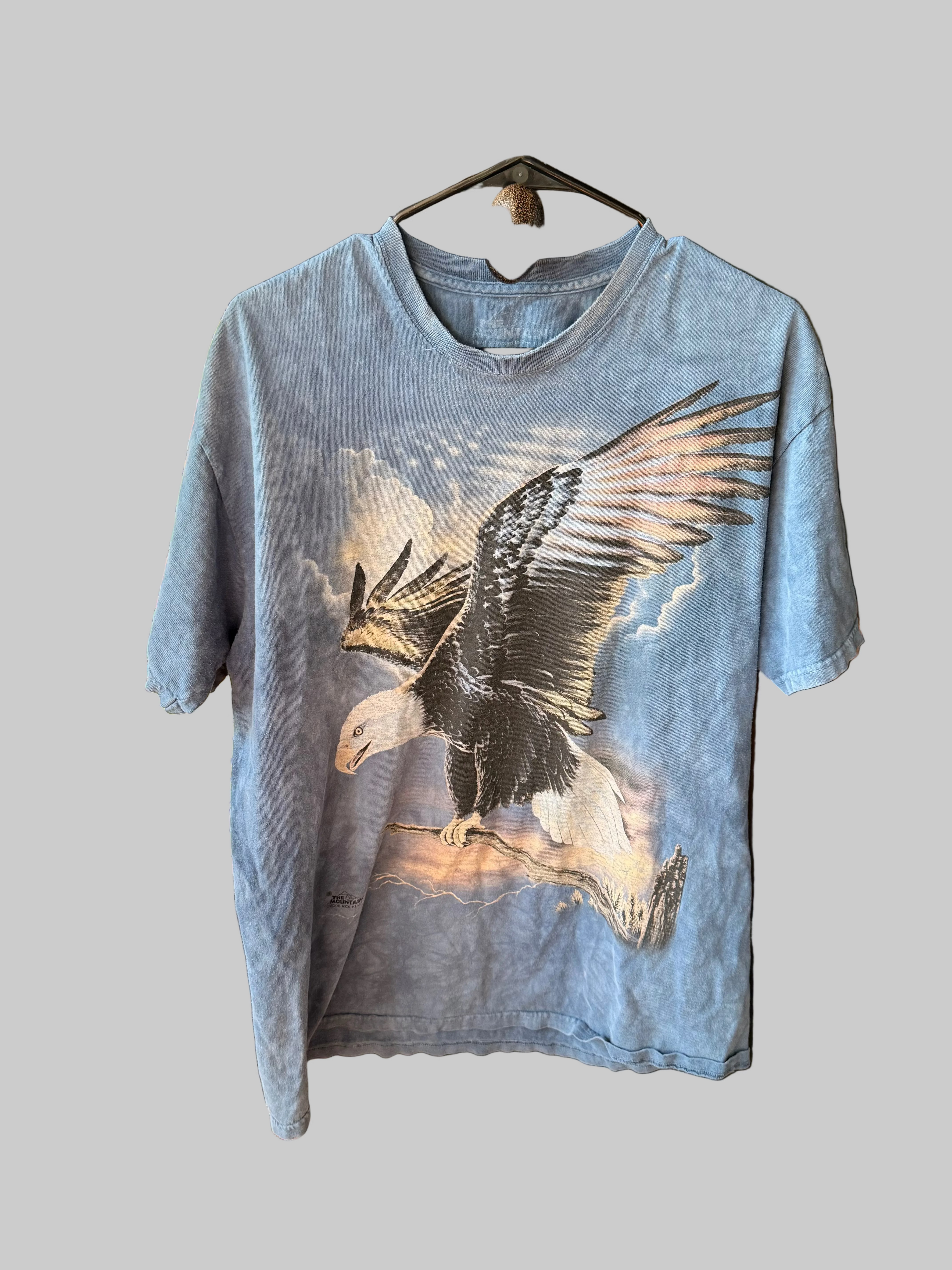 06 Bald Eagle Graphic Tee – Vintage Nature / Americana – Blue Size L